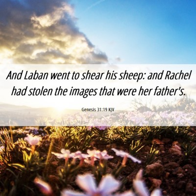 Picture 06 - Genesis 31:19 KJV - And Laban went to shear his sheep: and Rachel had - Bible Verse Picture