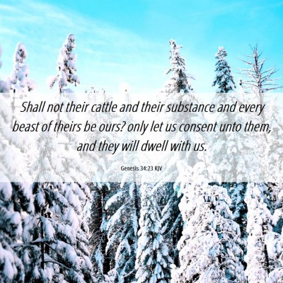 Picture 06 - Genesis 34:23 KJV - Shall not their cattle and their substance and - Bible Verse Picture