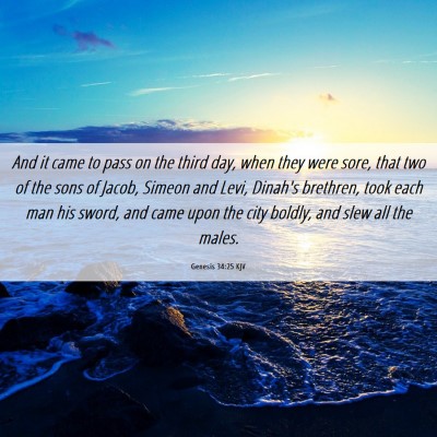 Picture 06 - Genesis 34:25 KJV - And it came to pass on the third day, when they - Bible Verse Picture