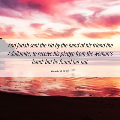 Picture 06 - Genesis 38:20 KJV - And Judah sent the kid by the hand of his friend - Bible Verse Picture