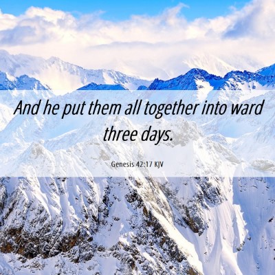 Picture 06 - Genesis 42:17 KJV - And he put them all together into ward three - Bible Verse Picture