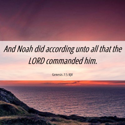 Picture 06 - Genesis 7:5 KJV - And Noah did according unto all that the LORD - Bible Verse Picture
