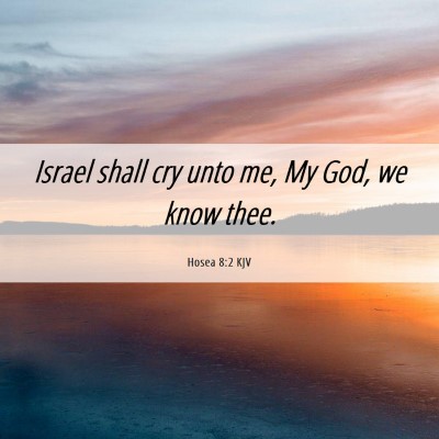 Picture 06 - Hosea 8:2 KJV - Israel shall cry unto me, My God, we know - Bible Verse Picture