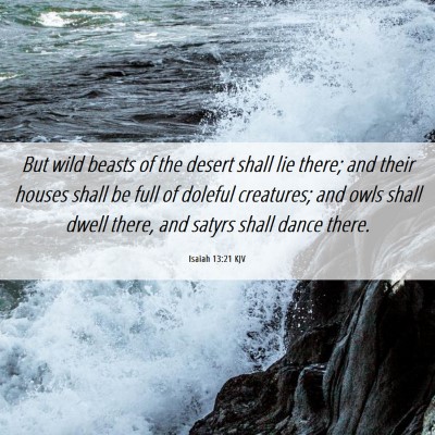 Picture 06 - Isaiah 13:21 KJV - But wild beasts of the desert shall lie there; - Bible Verse Picture