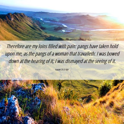 Picture 06 - Isaiah 21:3 KJV - Therefore are my loins filled with pain: pangs - Bible Verse Picture