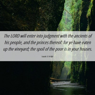 Picture 06 - Isaiah 3:14 KJV - The LORD will enter into judgment with the - Bible Verse Picture