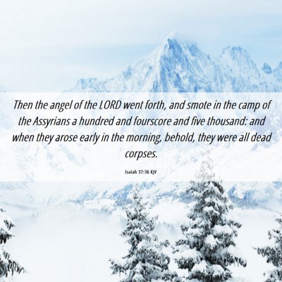 Picture 06 - Isaiah 37:36 KJV - Then the angel of the LORD went forth, and smote - Bible Verse Picture