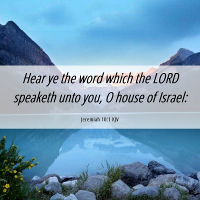 Picture 06 - Jeremiah 10:1 KJV - Hear ye the word which the LORD speaketh unto - Bible Verse Picture