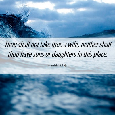 Picture 06 - Jeremiah 16:2 KJV - Thou shalt not take thee a wife, neither shalt - Bible Verse Picture