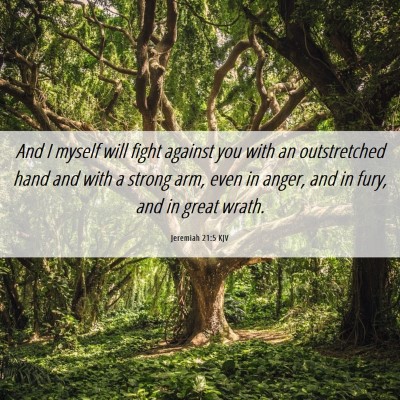 Picture 06 - Jeremiah 21:5 KJV - And I myself will fight against you with an - Bible Verse Picture