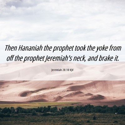 Picture 06 - Jeremiah 28:10 KJV - Then Hananiah the prophet took the yoke from off - Bible Verse Picture