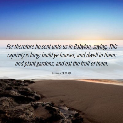 Picture 06 - Jeremiah 29:28 KJV - For therefore he sent unto us in Babylon, saying, - Bible Verse Picture