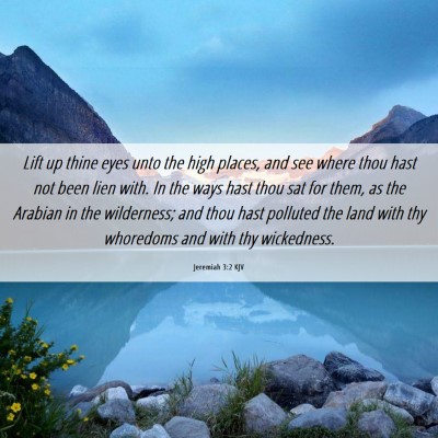 Picture 06 - Jeremiah 3:2 KJV - Lift up thine eyes unto the high places, and see - Bible Verse Picture
