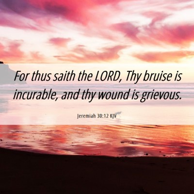 Picture 06 - Jeremiah 30:12 KJV - For thus saith the LORD, Thy bruise is incurable, - Bible Verse Picture