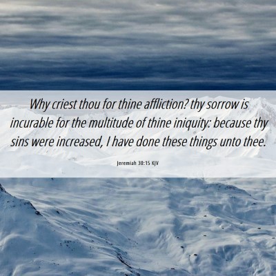 Picture 06 - Jeremiah 30:15 KJV - Why criest thou for thine affliction? thy sorrow - Bible Verse Picture