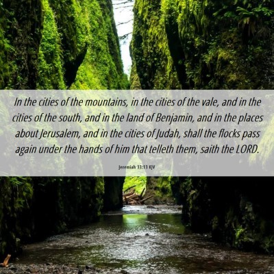 Picture 06 - Jeremiah 33:13 KJV - In the cities of the mountains, in the cities of - Bible Verse Picture