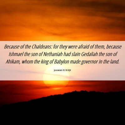 Picture 06 - Jeremiah 41:18 KJV - Because of the Chaldeans: for they were afraid of - Bible Verse Picture