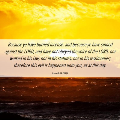 Picture 06 - Jeremiah 44:23 KJV - Because ye have burned incense, and because ye - Bible Verse Picture