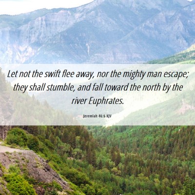 Picture 06 - Jeremiah 46:6 KJV - Let not the swift flee away, nor the mighty man - Bible Verse Picture