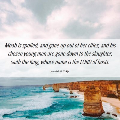 Picture 06 - Jeremiah 48:15 KJV - Moab is spoiled, and gone up out of her cities, - Bible Verse Picture