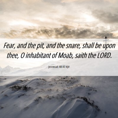 Picture 06 - Jeremiah 48:43 KJV - Fear, and the pit, and the snare, shall be upon - Bible Verse Picture