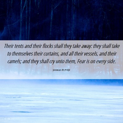 Picture 06 - Jeremiah 49:29 KJV - Their tents and their flocks shall they take - Bible Verse Picture