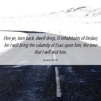 Picture 06 - Jeremiah 49:8 KJV - Flee ye, turn back, dwell deep, O inhabitants of - Bible Verse Picture