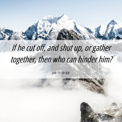 Picture 06 - Job 11:10 KJV - If he cut off, and shut up, or gather together, - Bible Verse Picture