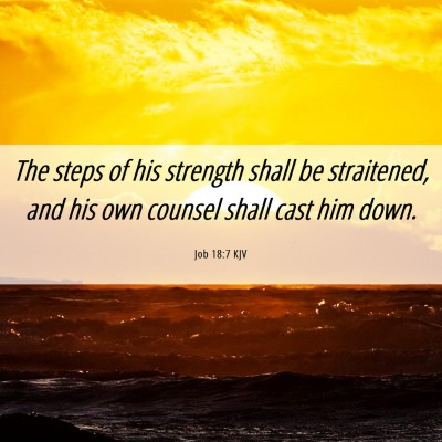 Picture 06 - Job 18:7 KJV - The steps of his strength shall be straitened, - Bible Verse Picture