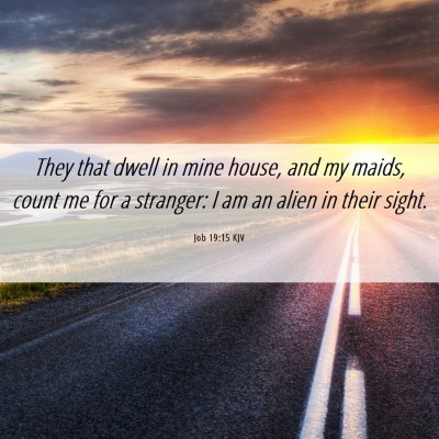 Picture 06 - Job 19:15 KJV - They that dwell in mine house, and my maids, - Bible Verse Picture