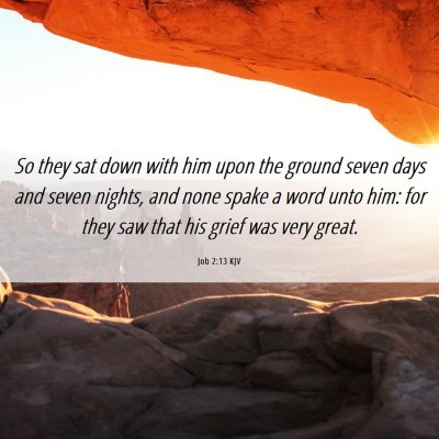 Picture 06 - Job 2:13 KJV - So they sat down with him upon the ground seven - Bible Verse Picture