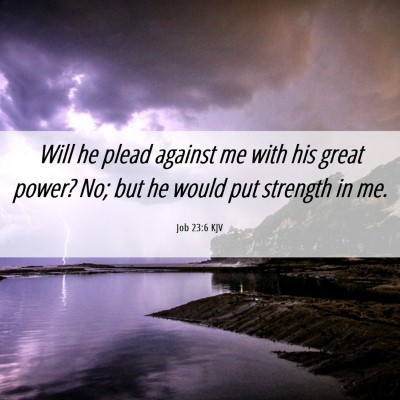 Picture 06 - Job 23:6 KJV - Will he plead against me with his great power? - Bible Verse Picture