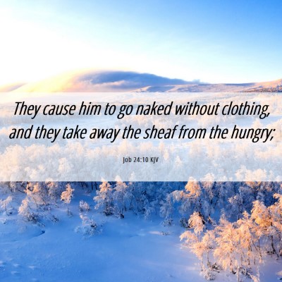 Picture 06 - Job 24:10 KJV - They cause him to go naked without clothing, and - Bible Verse Picture