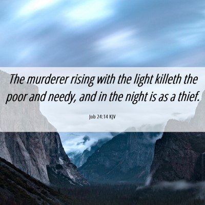 Picture 06 - Job 24:14 KJV - The murderer rising with the light killeth the - Bible Verse Picture