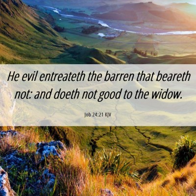 Picture 06 - Job 24:21 KJV - He evil entreateth the barren that beareth not: - Bible Verse Picture