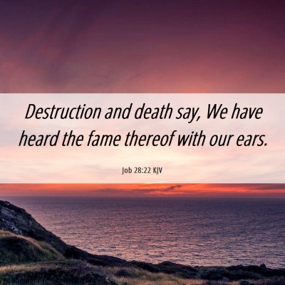 Picture 06 - Job 28:22 KJV - Destruction and death say, We have heard the fame - Bible Verse Picture
