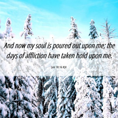 Picture 06 - Job 30:16 KJV - And now my soul is poured out upon me; the days - Bible Verse Picture