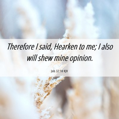 Picture 06 - Job 32:10 KJV - Therefore I said, Hearken to me; I also will shew - Bible Verse Picture