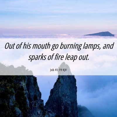 Picture 06 - Job 41:19 KJV - Out of his mouth go burning lamps, and sparks of - Bible Verse Picture