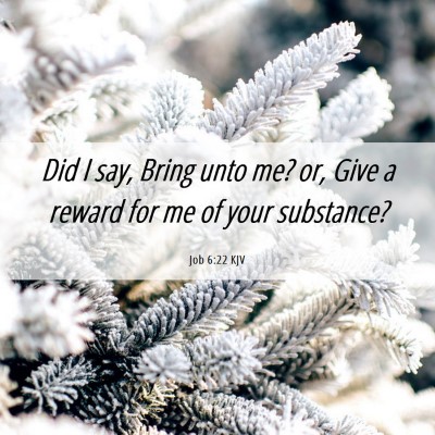 Picture 06 - Job 6:22 KJV - Did I say, Bring unto me? or, Give a reward for - Bible Verse Picture