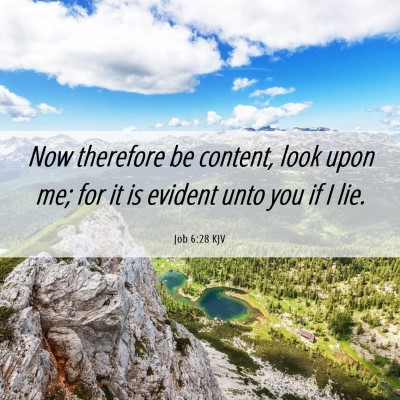 Picture 06 - Job 6:28 KJV - Now therefore be content, look upon me; for it is - Bible Verse Picture