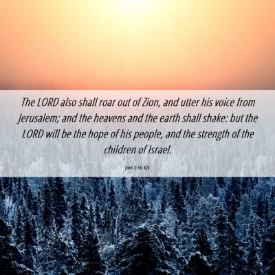 Picture 06 - Joel 3:16 KJV - The LORD also shall roar out of Zion, and utter - Bible Verse Picture