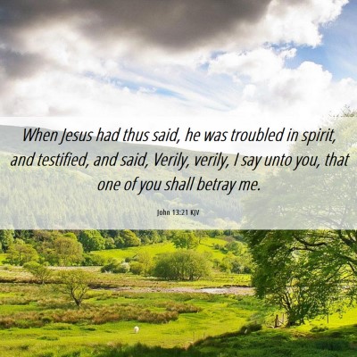 Picture 06 - John 13:21 KJV - When Jesus had thus said, he was troubled in - Bible Verse Picture