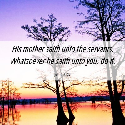 Picture 06 - John 2:5 KJV - His mother saith unto the servants, Whatsoever he - Bible Verse Picture