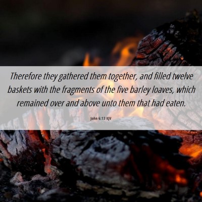 Picture 06 - John 6:13 KJV - Therefore they gathered them together, and filled - Bible Verse Picture