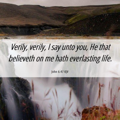 Picture 06 - John 6:47 KJV - Verily, verily, I say unto you, He that believeth - Bible Verse Picture