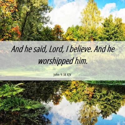 Picture 06 - John 9:38 KJV - And he said, Lord, I believe. And he worshipped - Bible Verse Picture