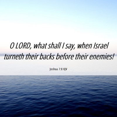 Picture 06 - Joshua 7:8 KJV - O LORD, what shall I say, when Israel turneth - Bible Verse Picture
