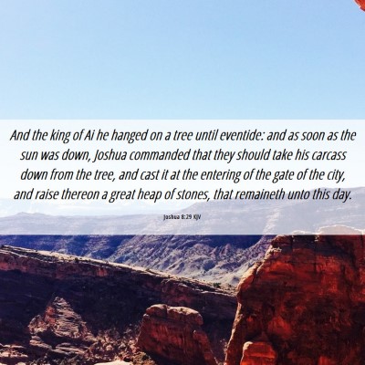 Picture 06 - Joshua 8:29 KJV - And the king of Ai he hanged on a tree until - Bible Verse Picture