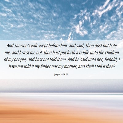 Picture 06 - Judges 14:16 KJV - And Samson's wife wept before him, and said, Thou - Bible Verse Picture